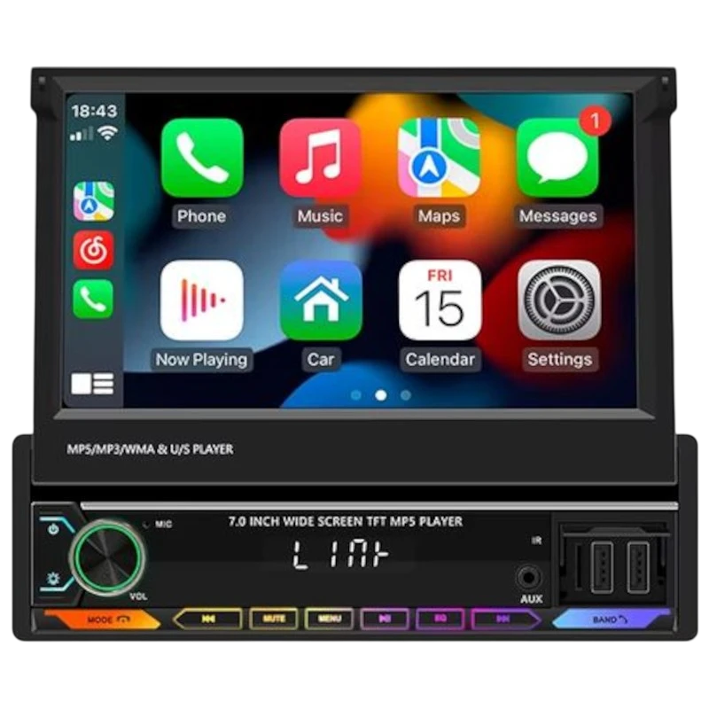 1 DIN SWM 9614C 7 pulgadas Bluetooth/Carplay USB Negro Autorradio