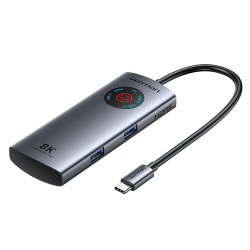 DOCKING STATION 8K 5 PUERTOS USB-C 2xUSB/1xUSB-C/1xHDMI/1xUSB-C PD GRIS VENTION