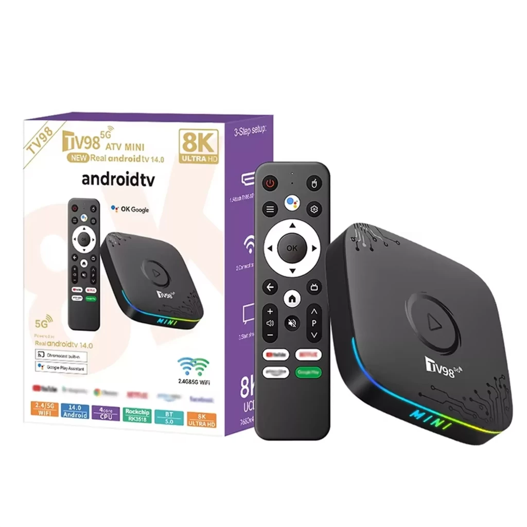 TV98 ATV Mini 8K RK3518 2GB/16GB Wifi Dual Android 14 Negro - Android TV
