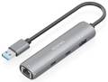 AISENS USB3.0 Dock USB-A A Ethernet Gigabit + Hub 2xUSB-C+1xUSB-A, Gris, 15cm