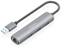 AISENS USB3.0 Dock USB-A A Ethernet Gigabit + Hub 3xUSB-A, Gris, 15cm