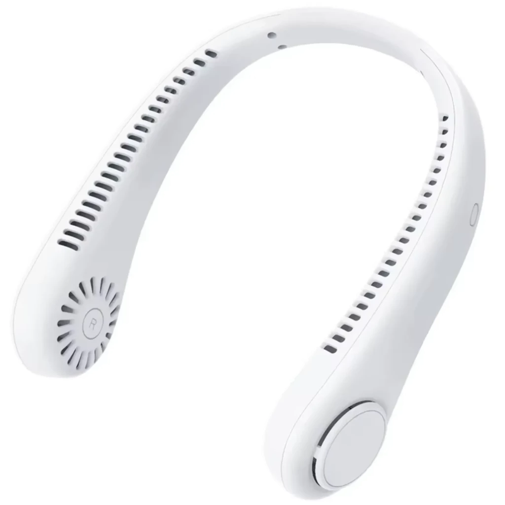 Ventilador de Cuello con Auriculares 5 Niveles 3000 mAh USB Blanco