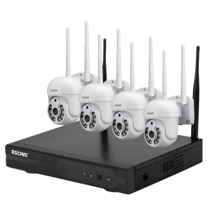 Kit videovigilancia IP Escam WNK714 Wifi 3MP 4 Cámaras Blanco