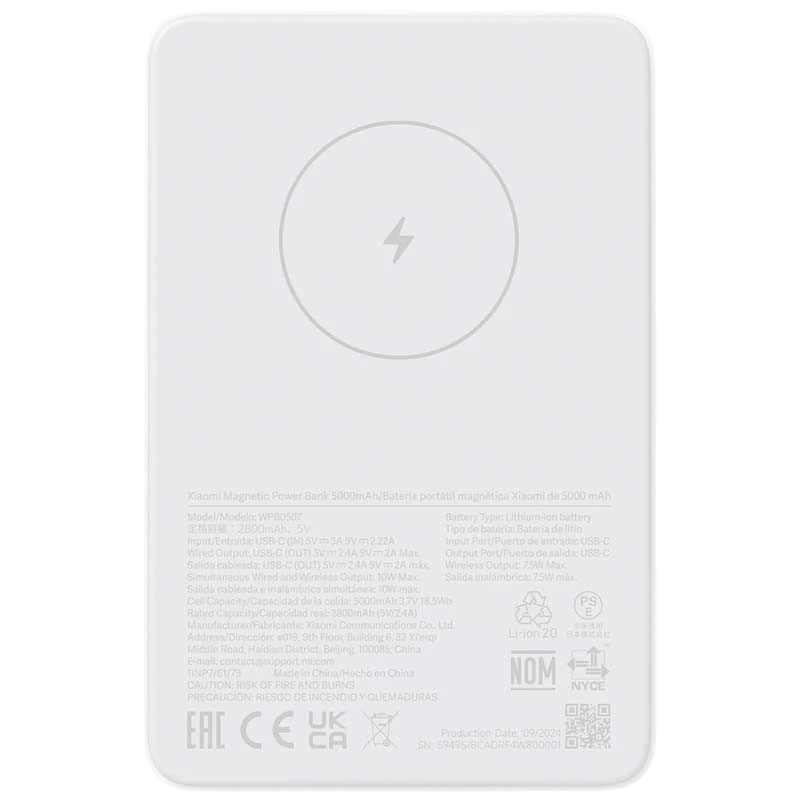 Xiaomi Magnetic Power Bank 5000mAh - Batería Portátil 20W con MagSafe